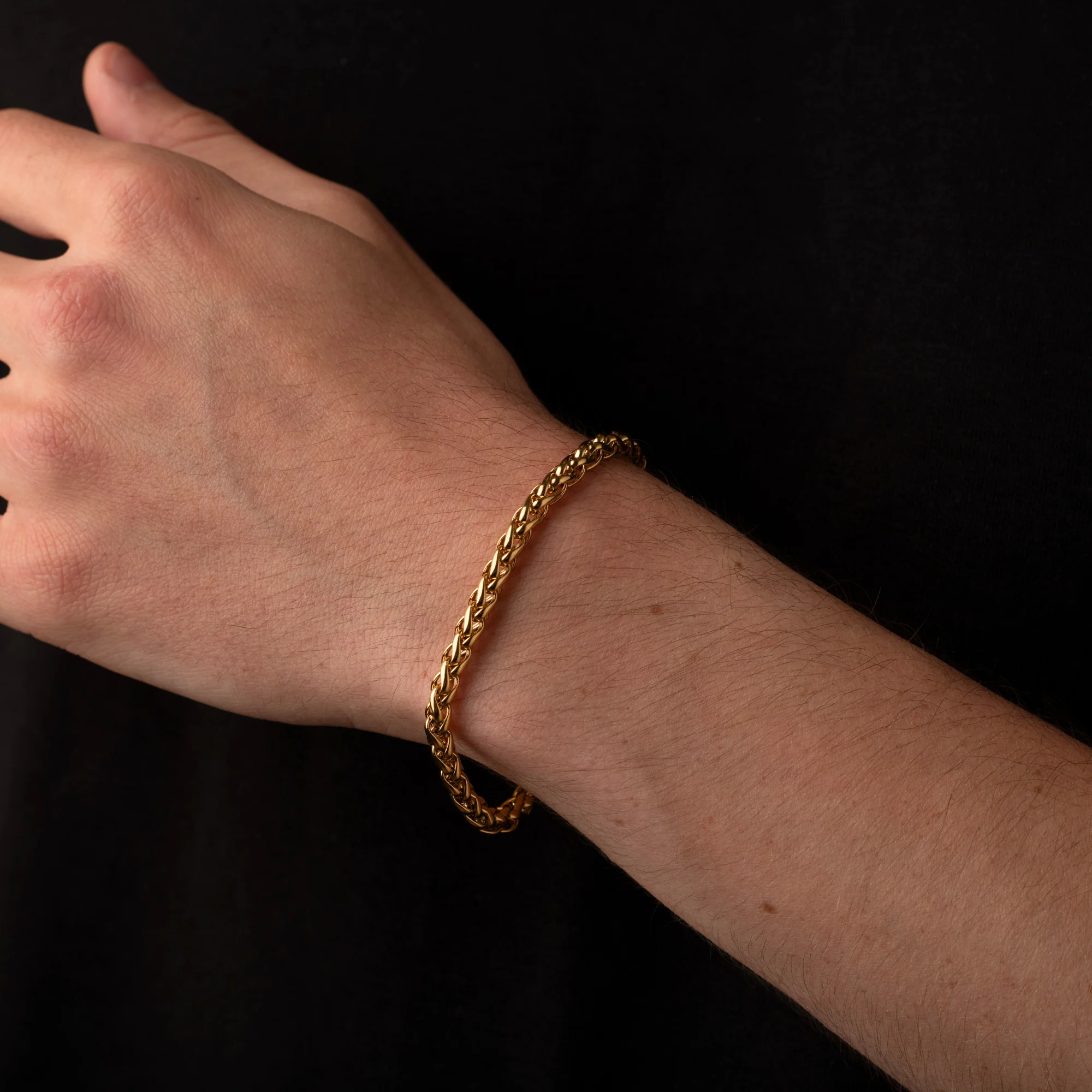 5mm Wheat Bracelet Gold - Image 3