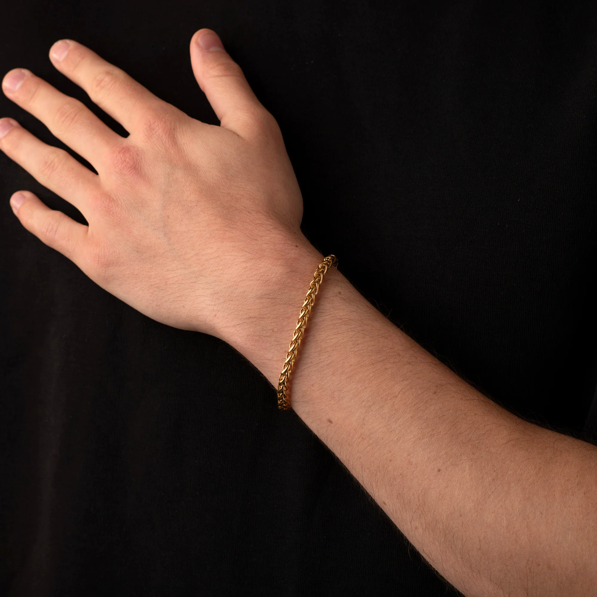 5mm Wheat Bracelet Gold - Image 4