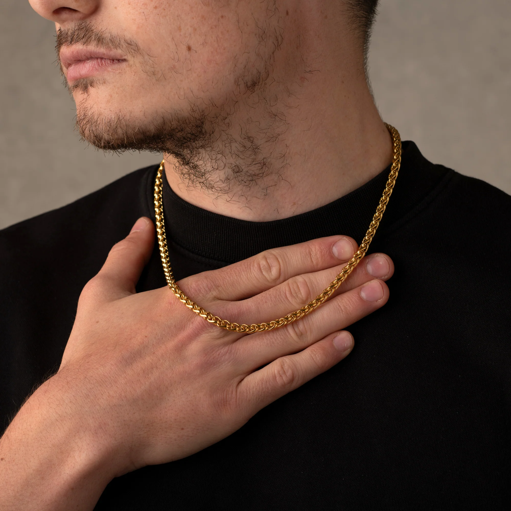 5mm Wheat Chain Necklace Gold - Image 4