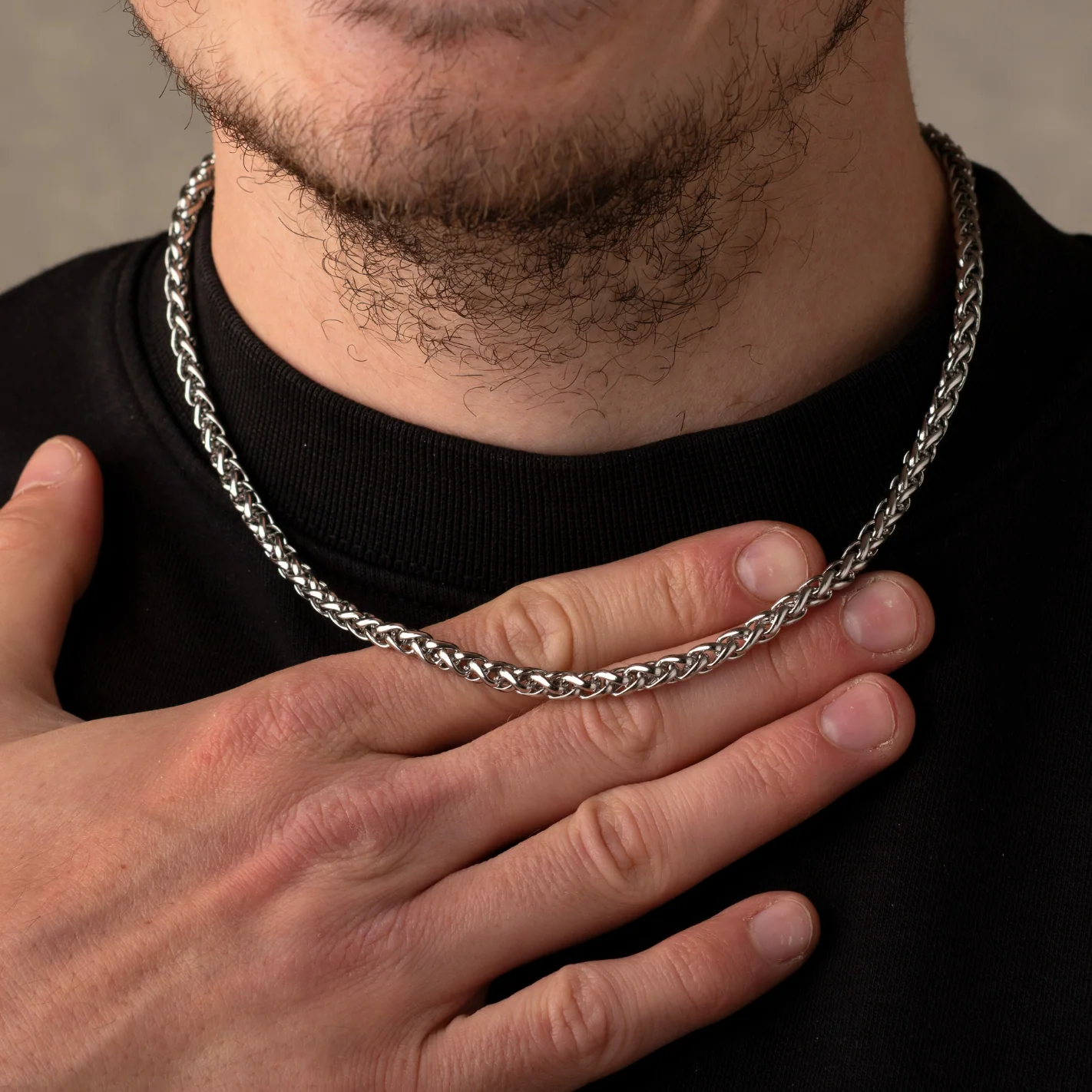 5mm Wheat Chain Necklace Silver - Image 3