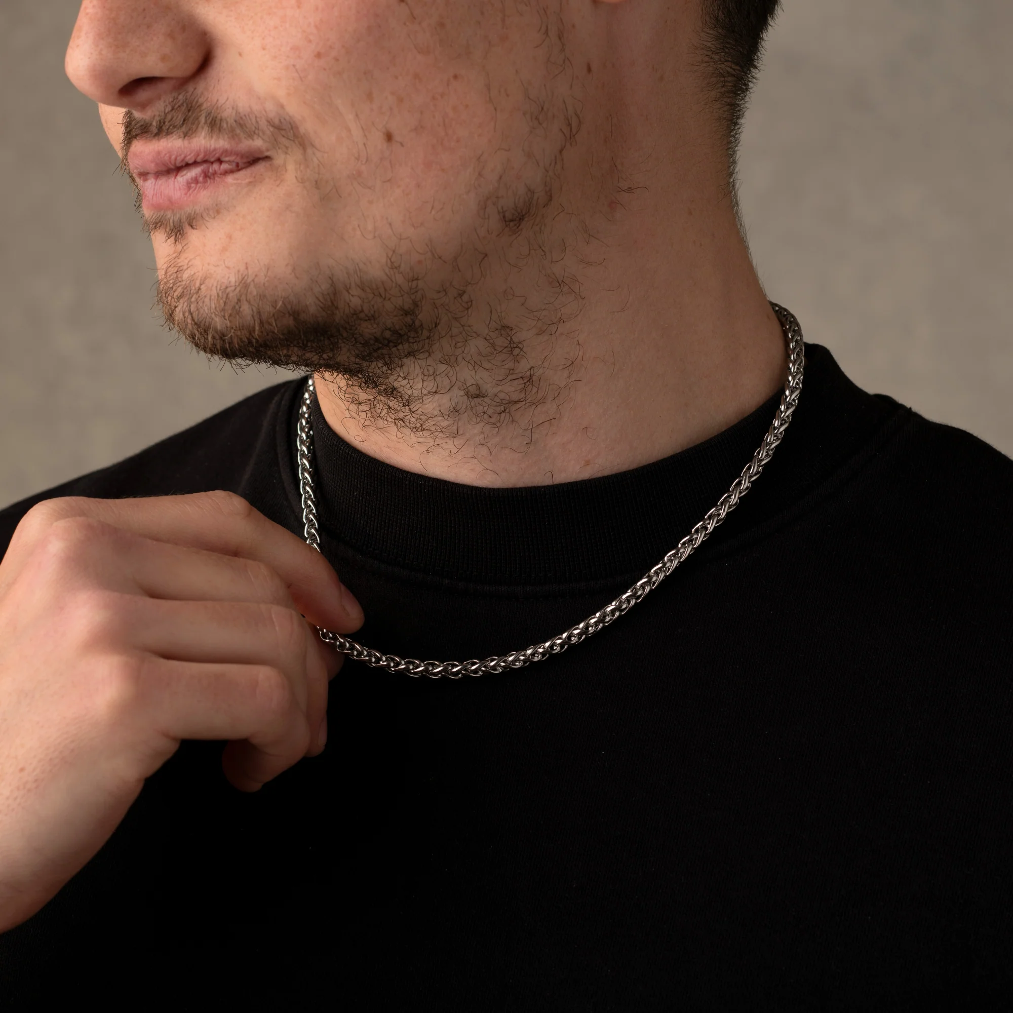 5mm Wheat Chain Necklace Silver - Image 4
