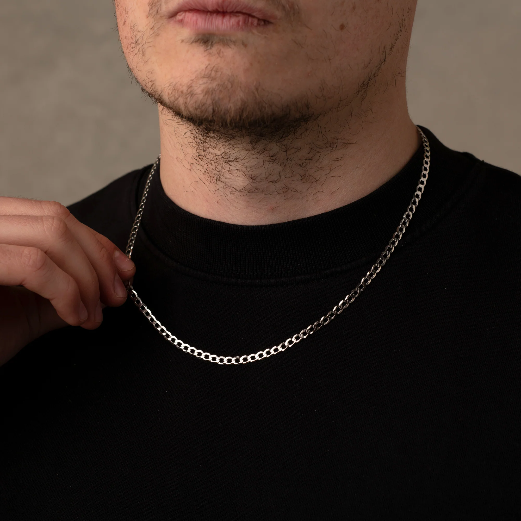 925 Italian Silver 4mm Curb Necklace - Image 4