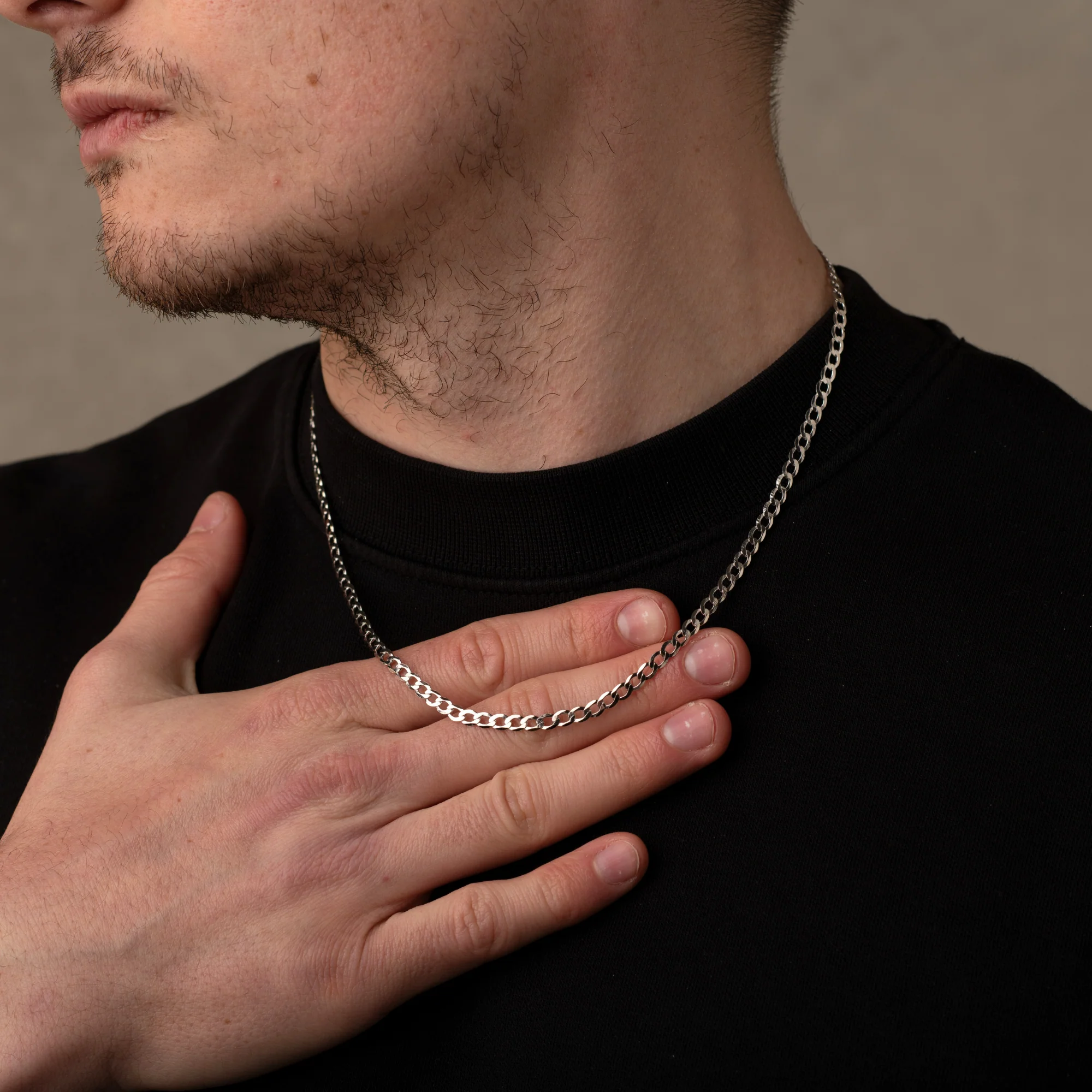 925 Italian Silver 4mm Curb Necklace - Image 5