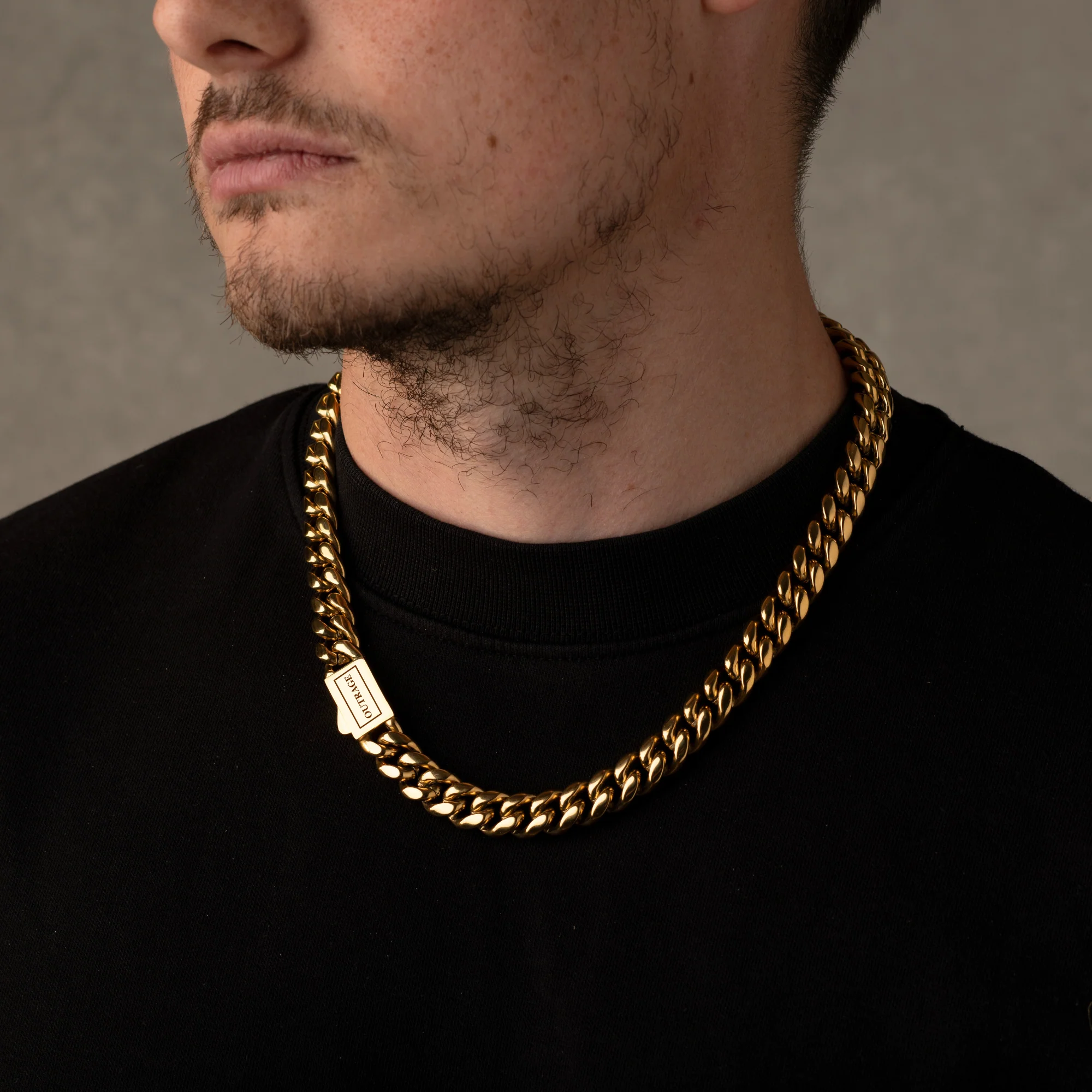 Gold Cuban Chain Necklace 12MM - Image 4