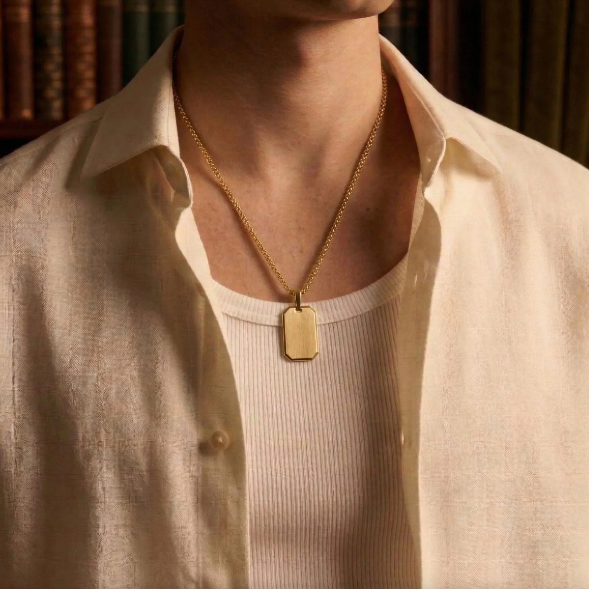 Gold Dog Tag Necklace Pendant - Image 3