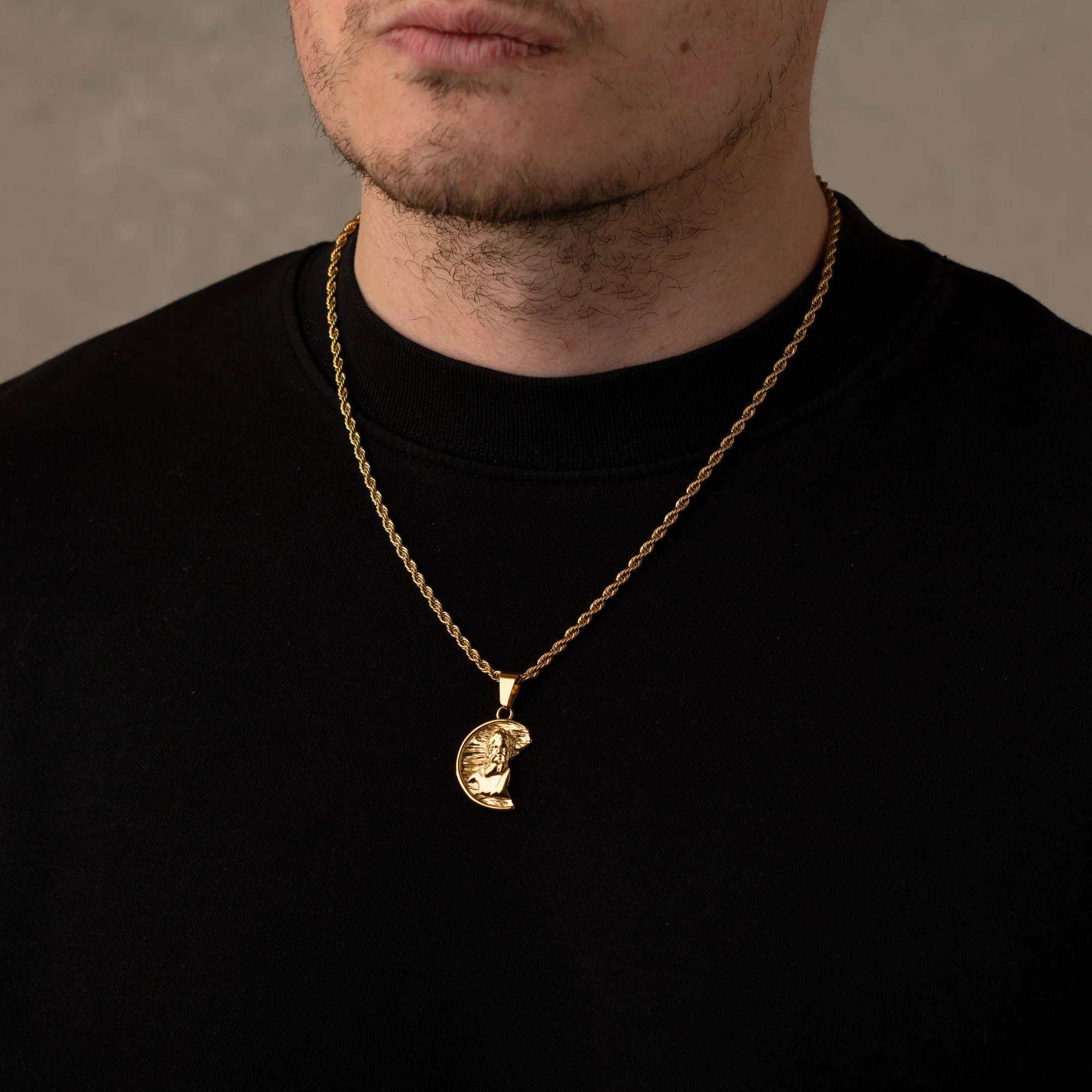 Gold Irregular Zeus God Necklace Pendant - Image 5