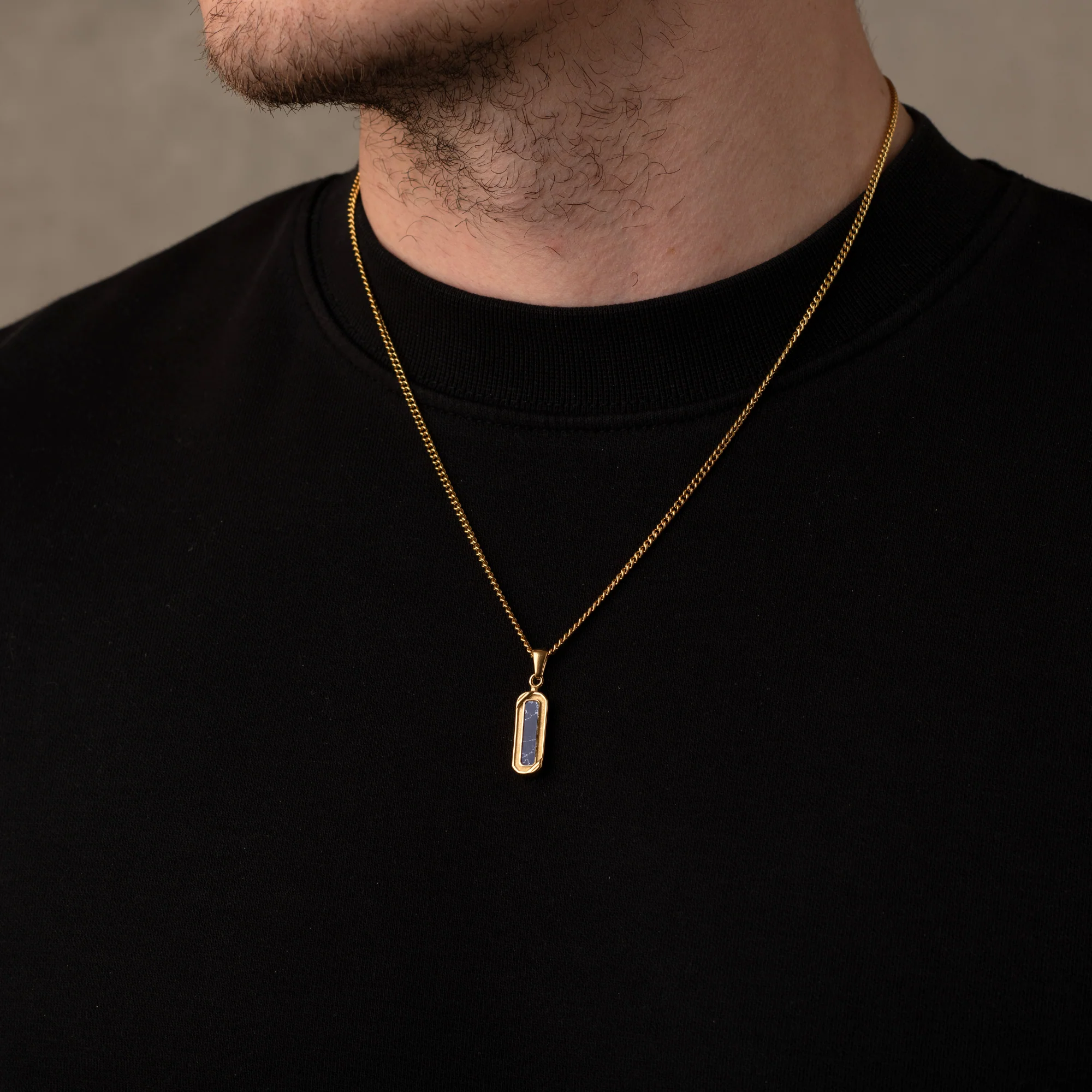 Gold Lapis Lazuli Stone Necklace Pendant - Image 3