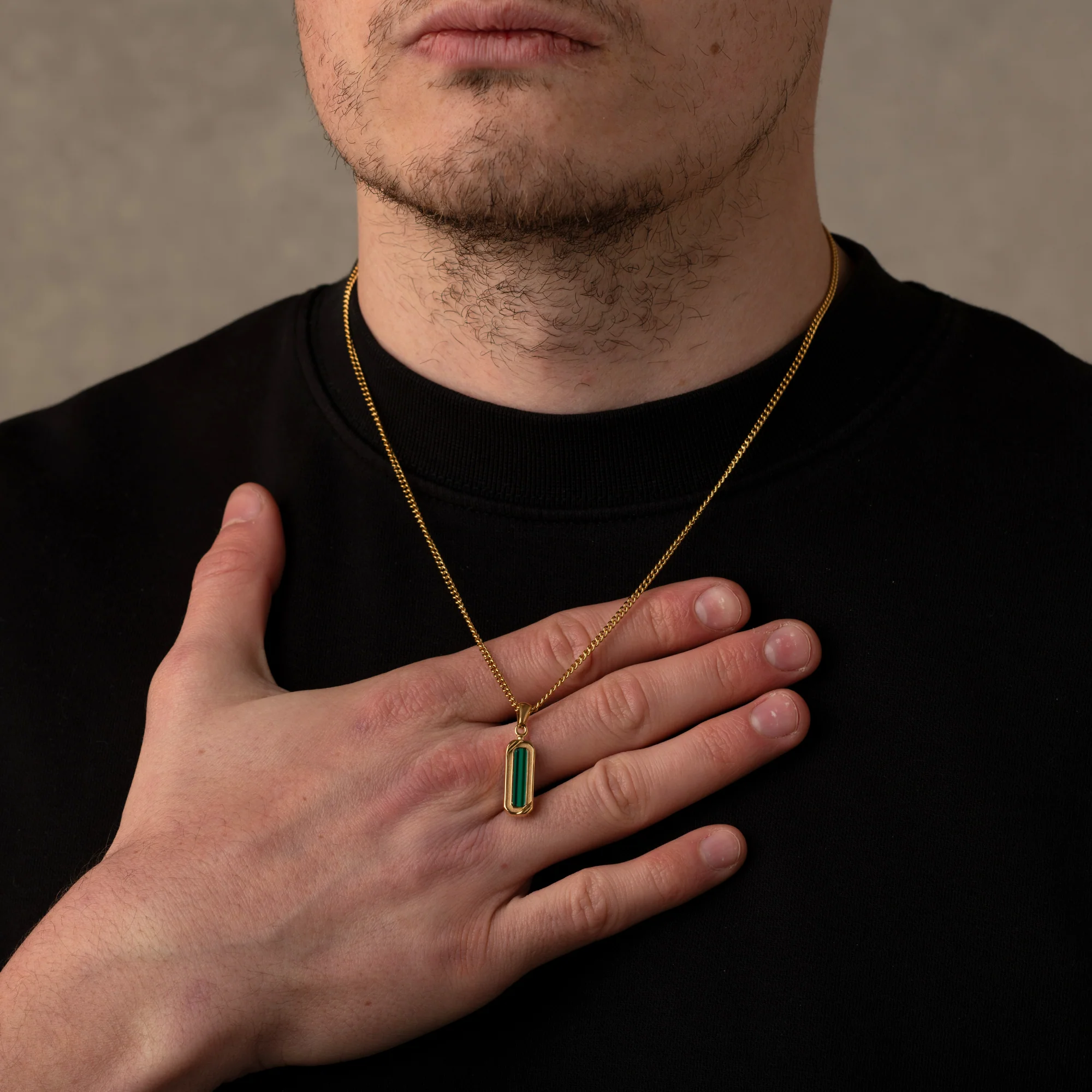 Gold Malachite Stone Necklace Pendant - Image 4