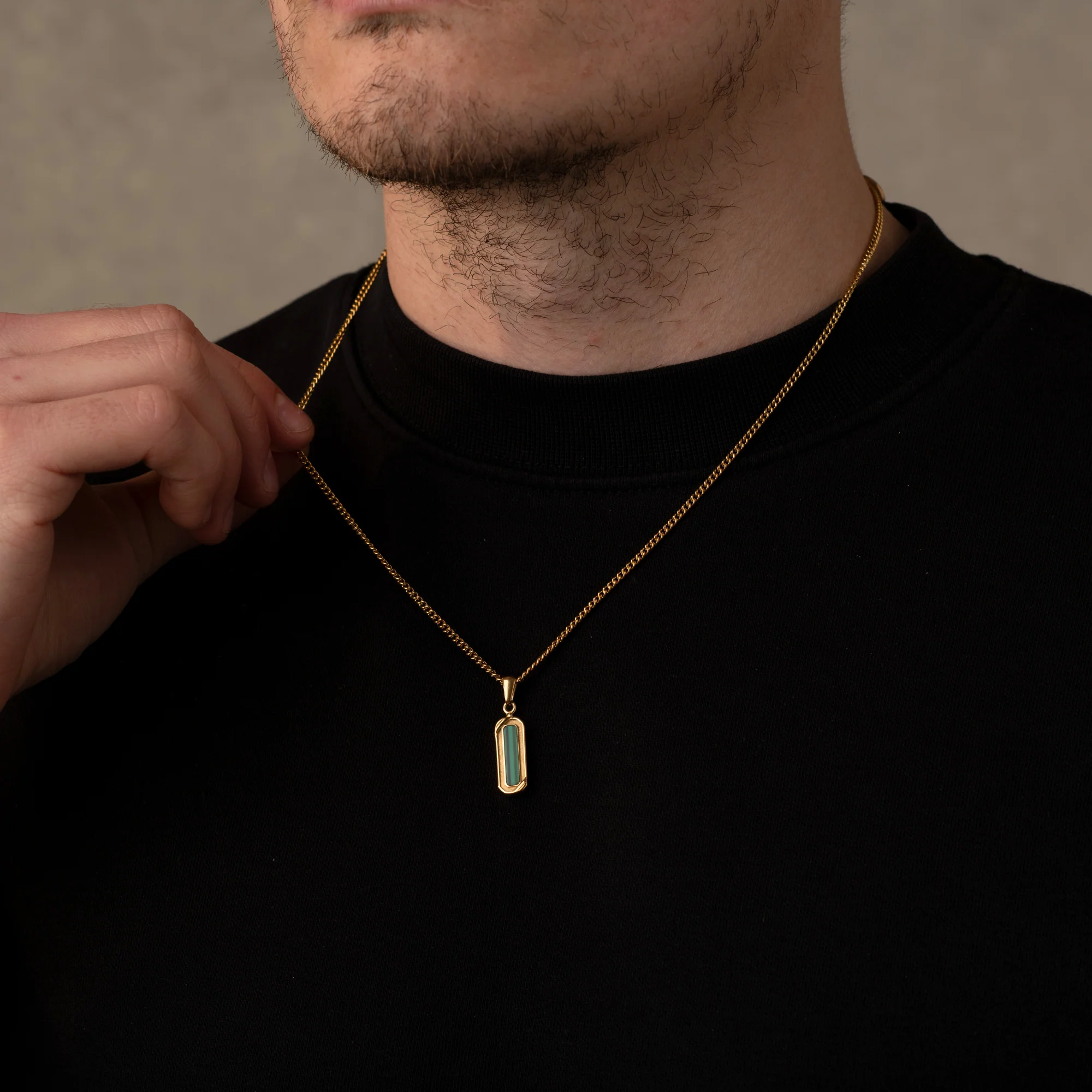 Gold Malachite Stone Necklace Pendant - Image 5