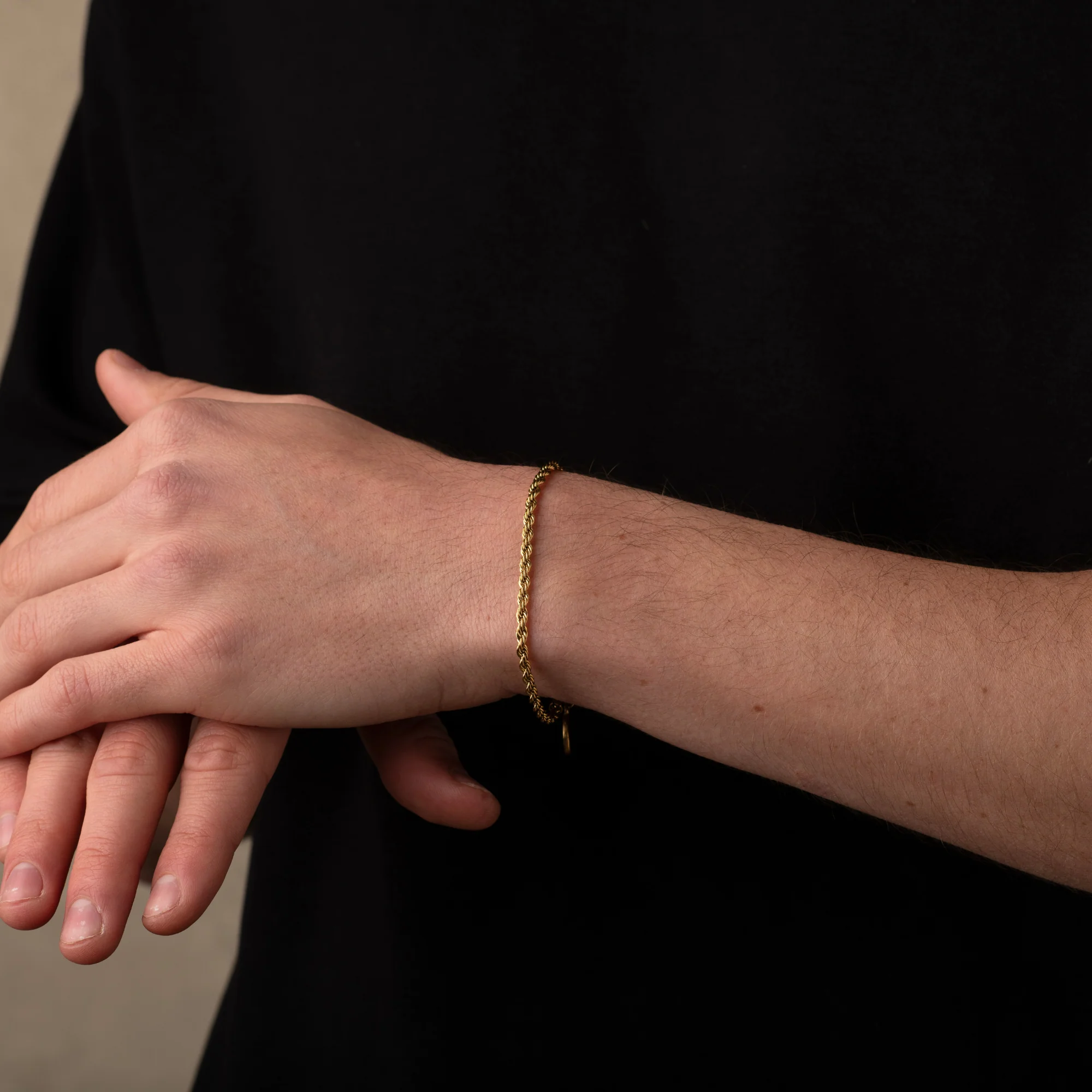 Gold Rope Chain Bracelet 2mm - Image 3