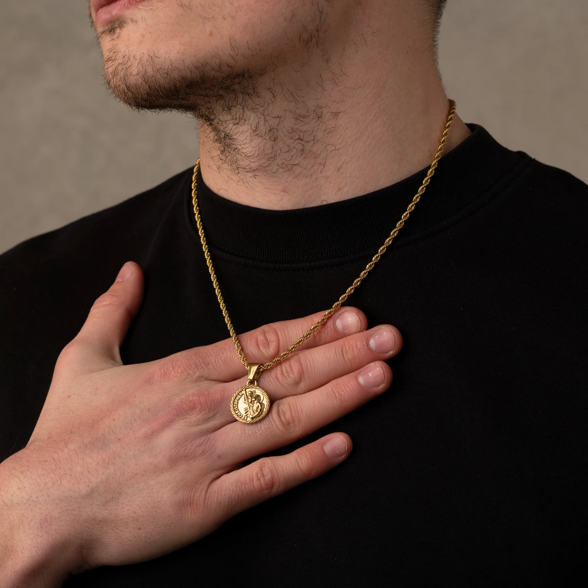 Gold St Christopher Necklace Pendant - Image 4