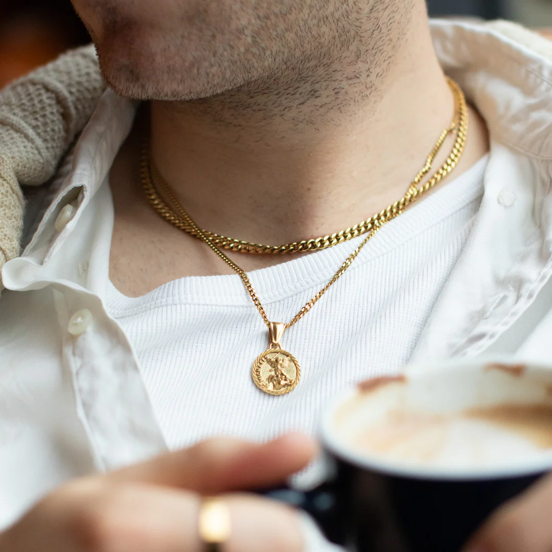 Gold St Michael Necklace Pendant - Image 3