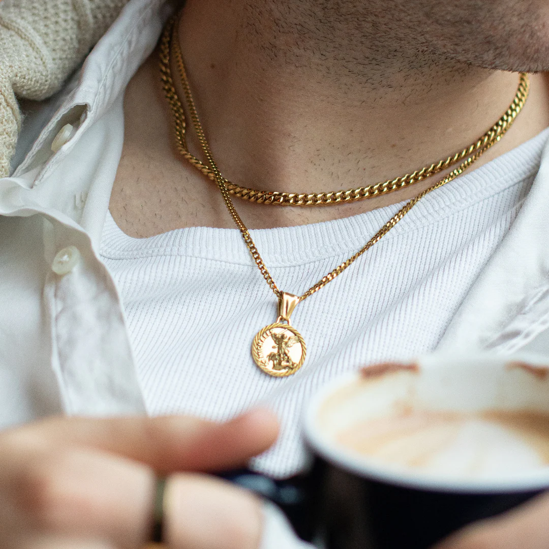 Gold St Michael Necklace Pendant - Image 4