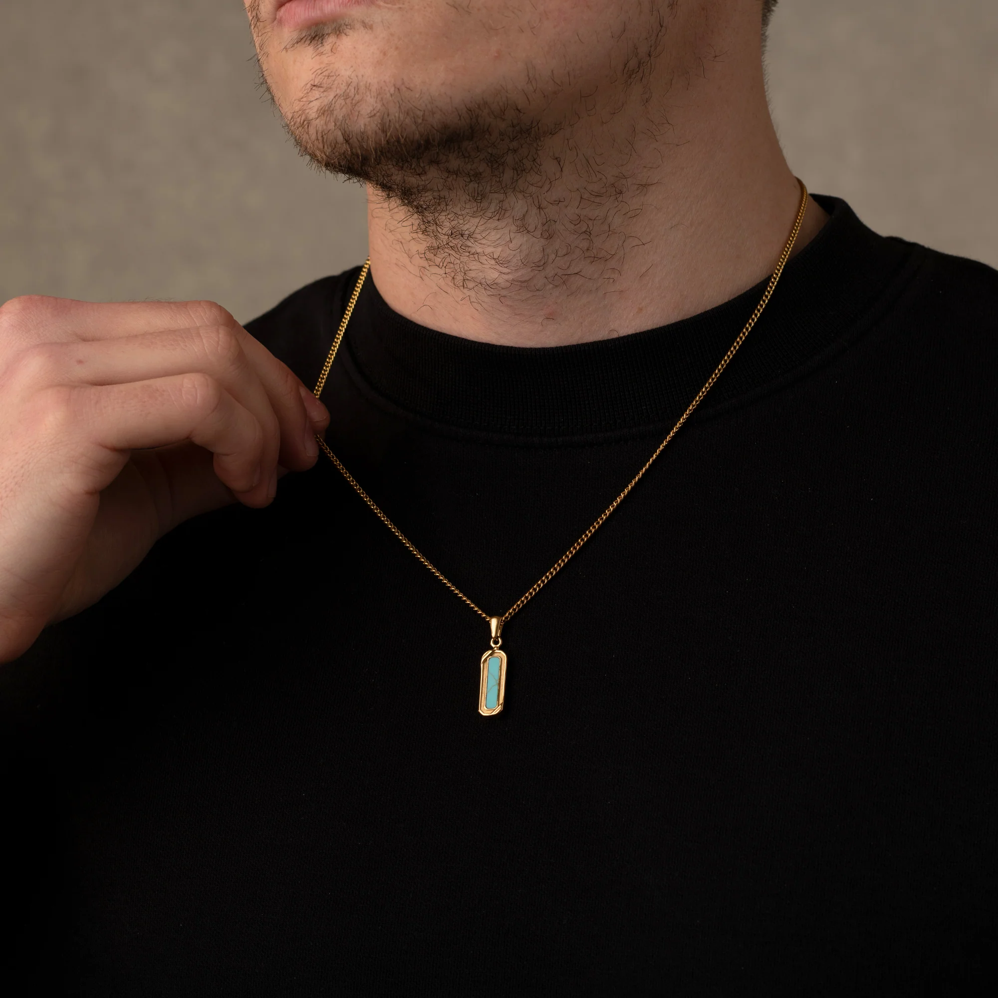 Gold Turquoise Stone Necklace Pendant - Image 4