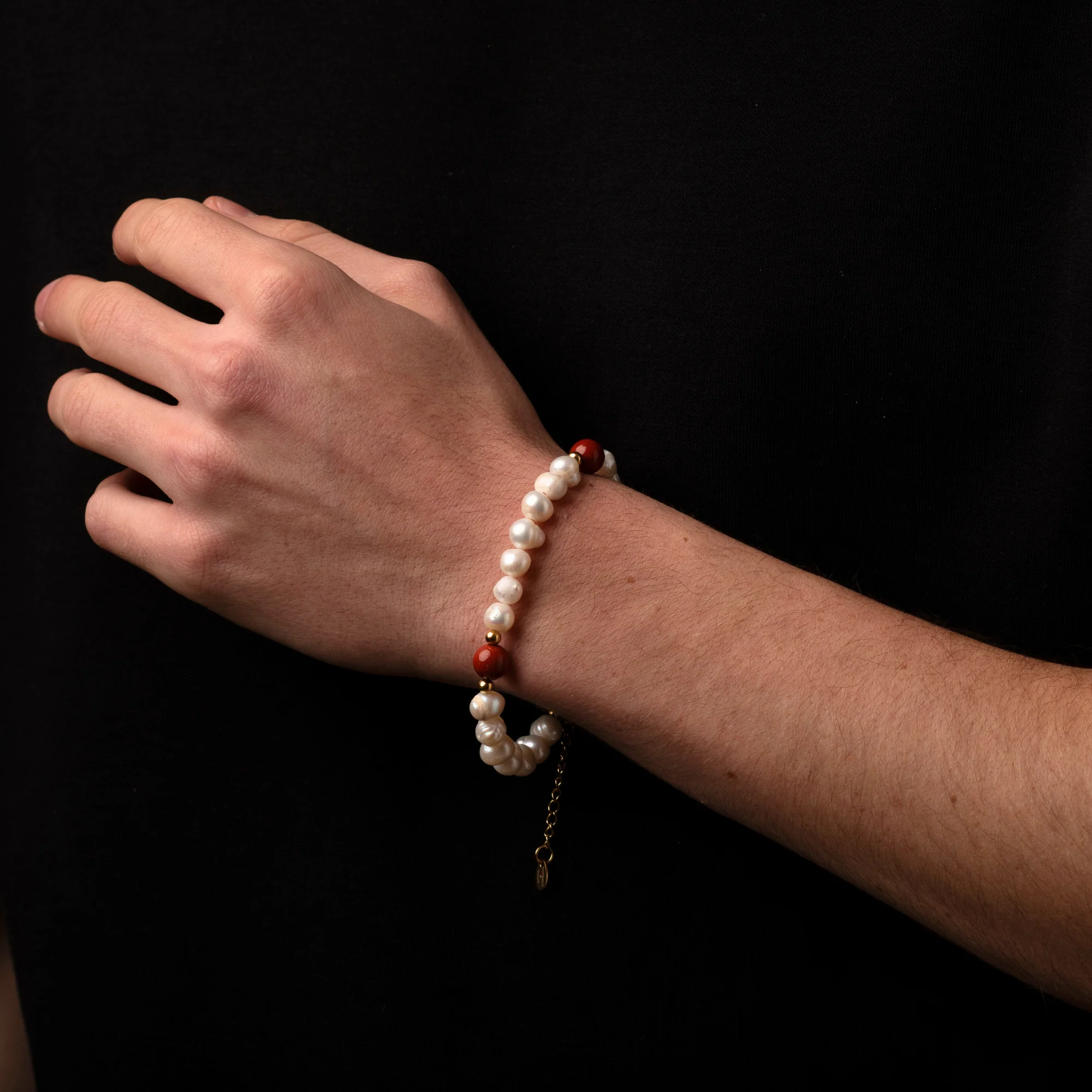 Jasper Stone Pearls Bracelet - Image 4