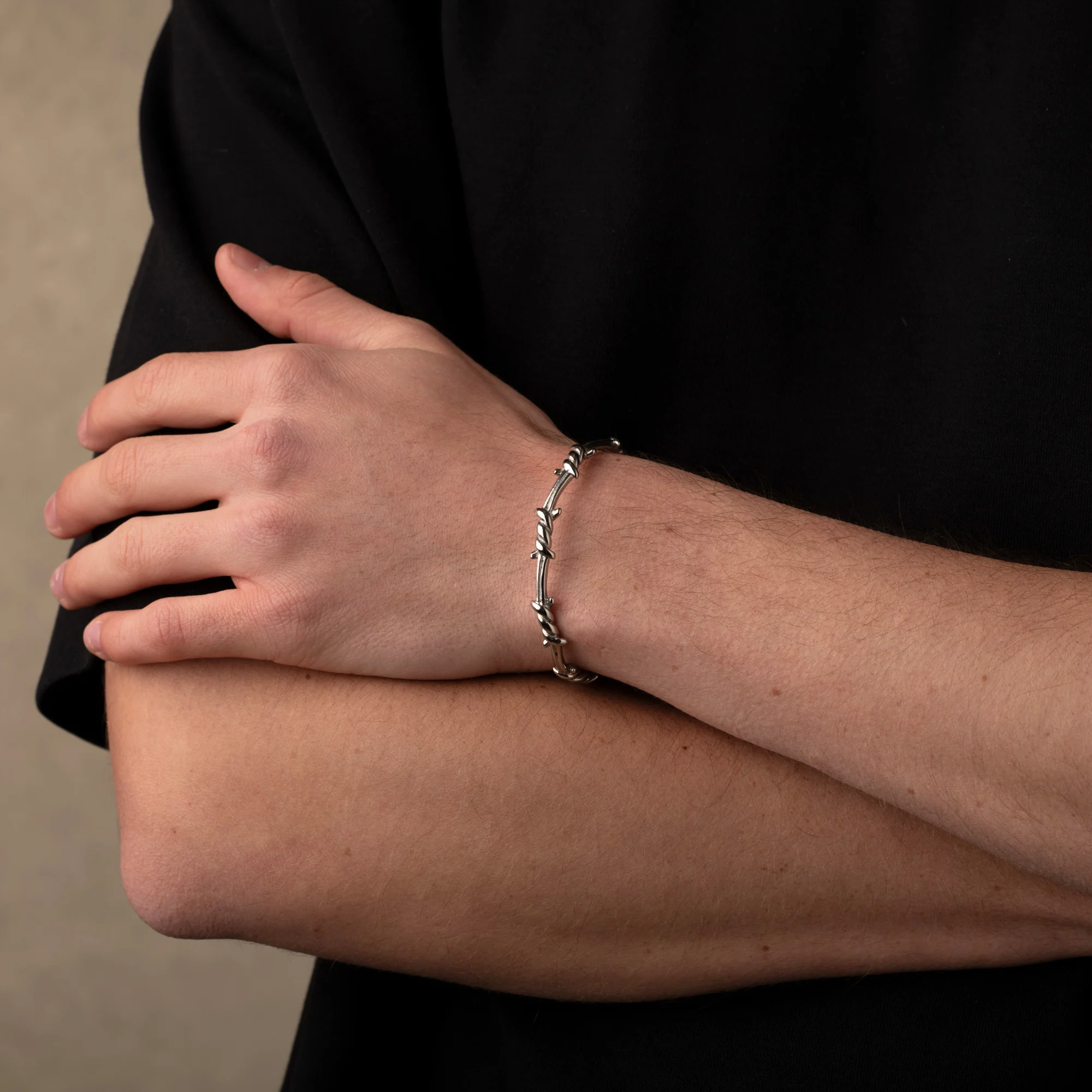 Silver Barbed Wire Bracelet - Image 4