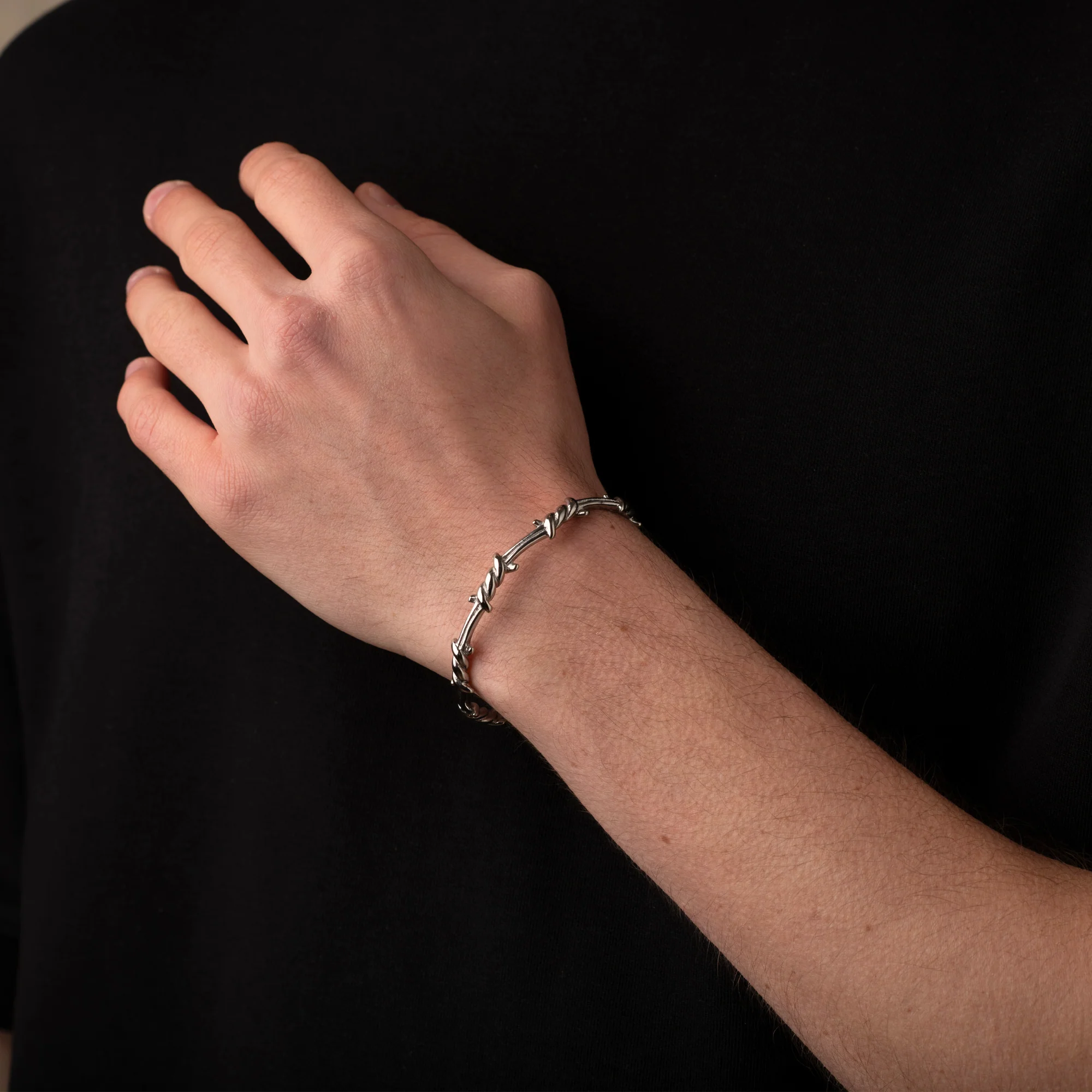 Silver Barbed Wire Bracelet - Image 5