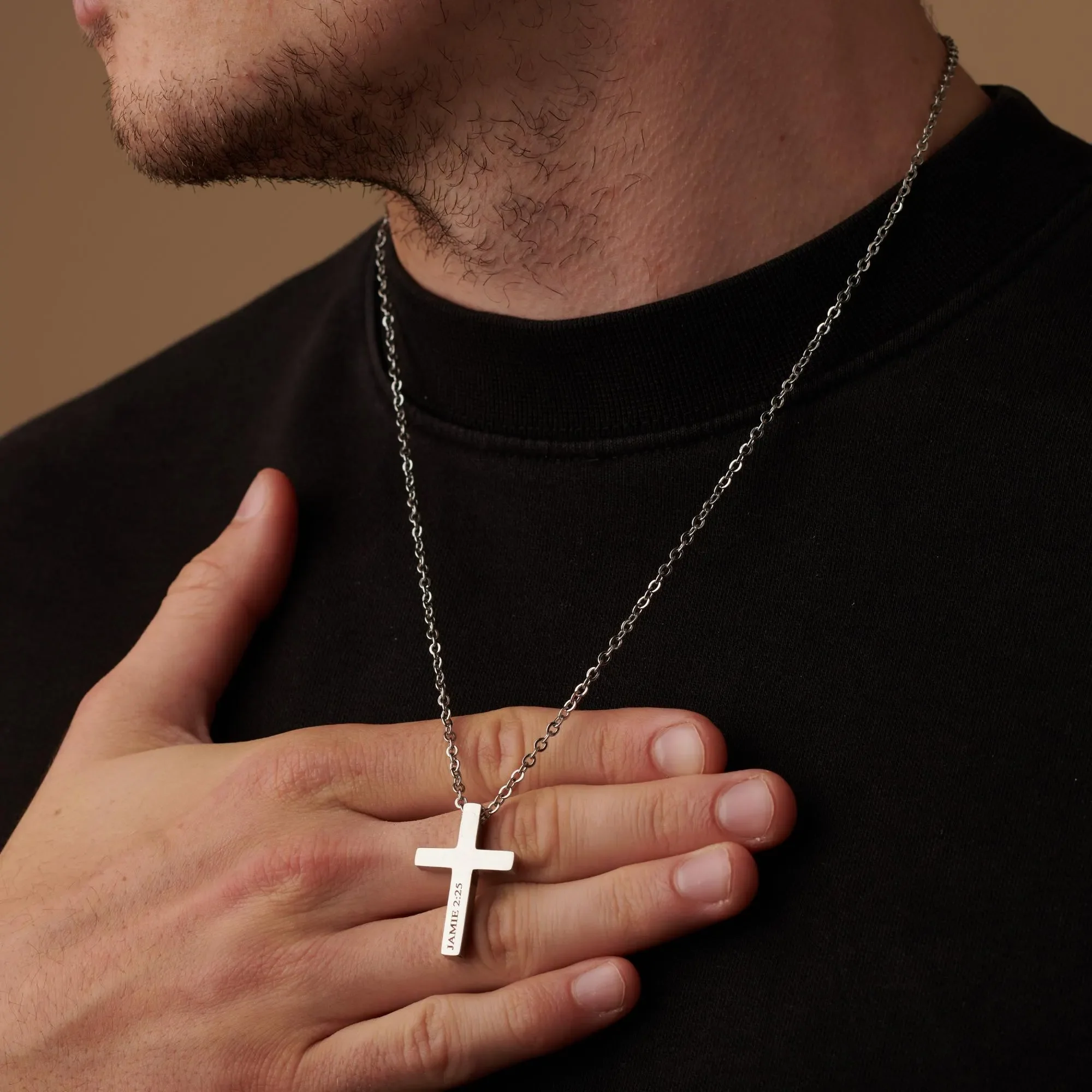 Silver Cross Necklace Pendant - Image 3