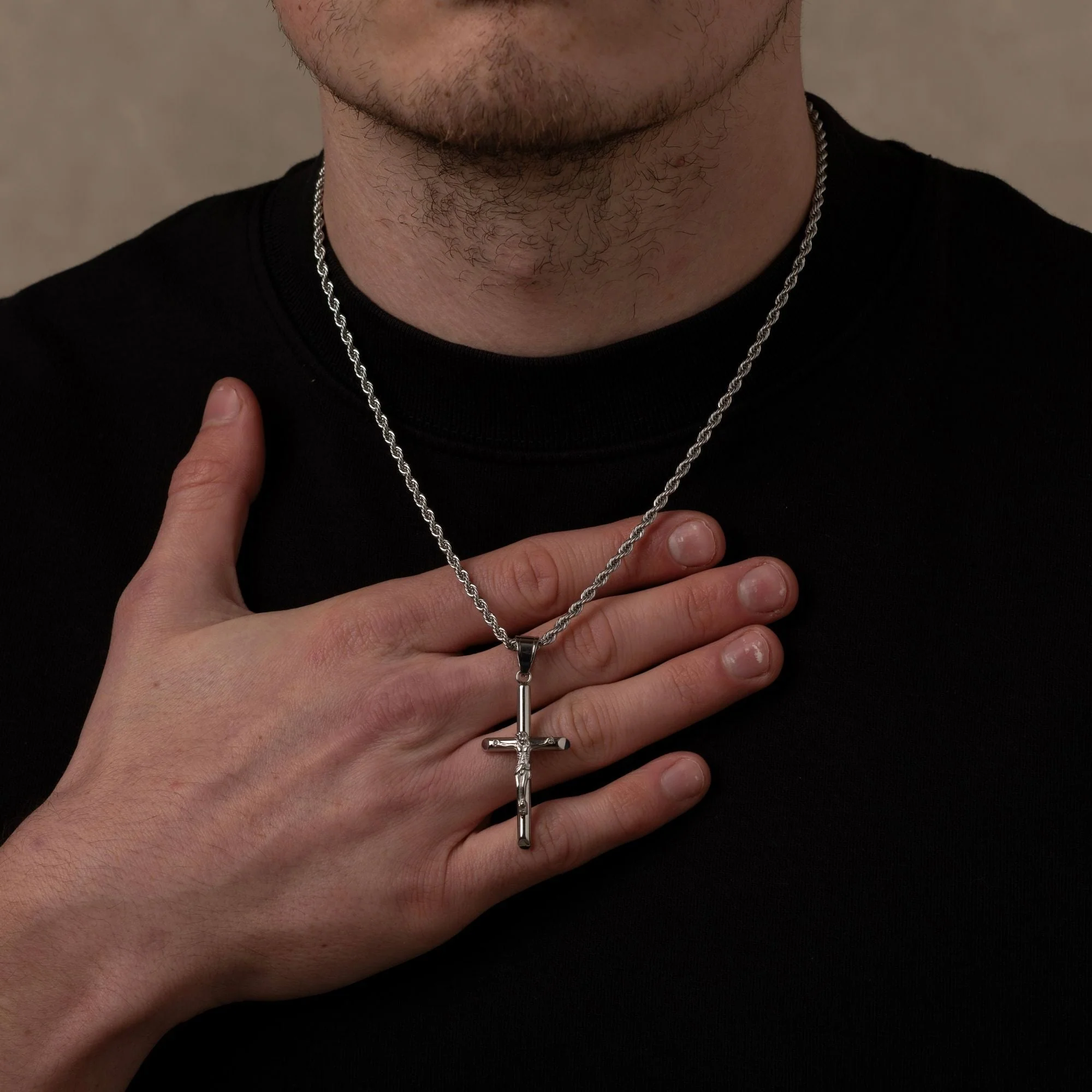 Silver Crucifix Cross Necklace Pendant - Image 4