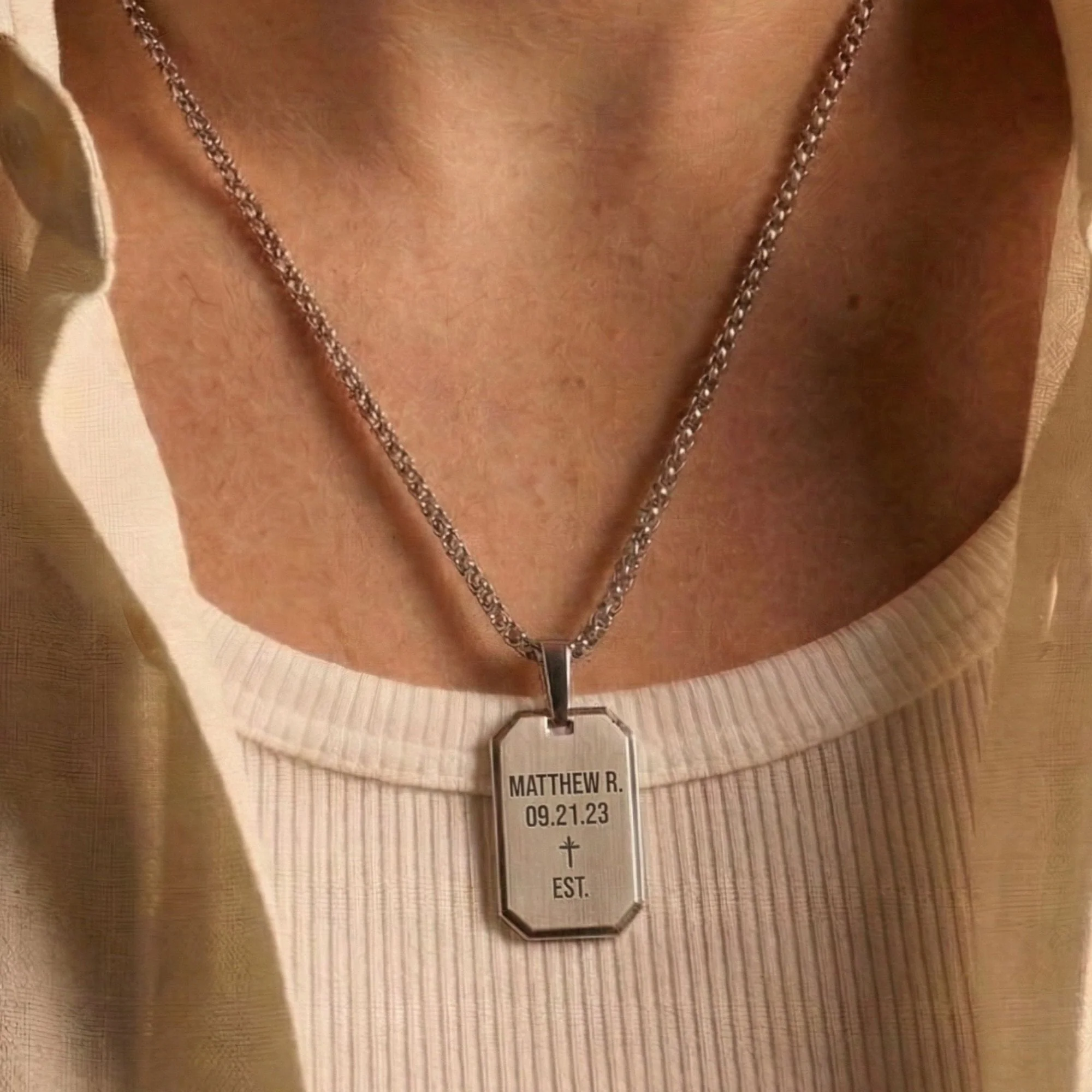 Silver Dog Tag Necklace Pendant - Image 5