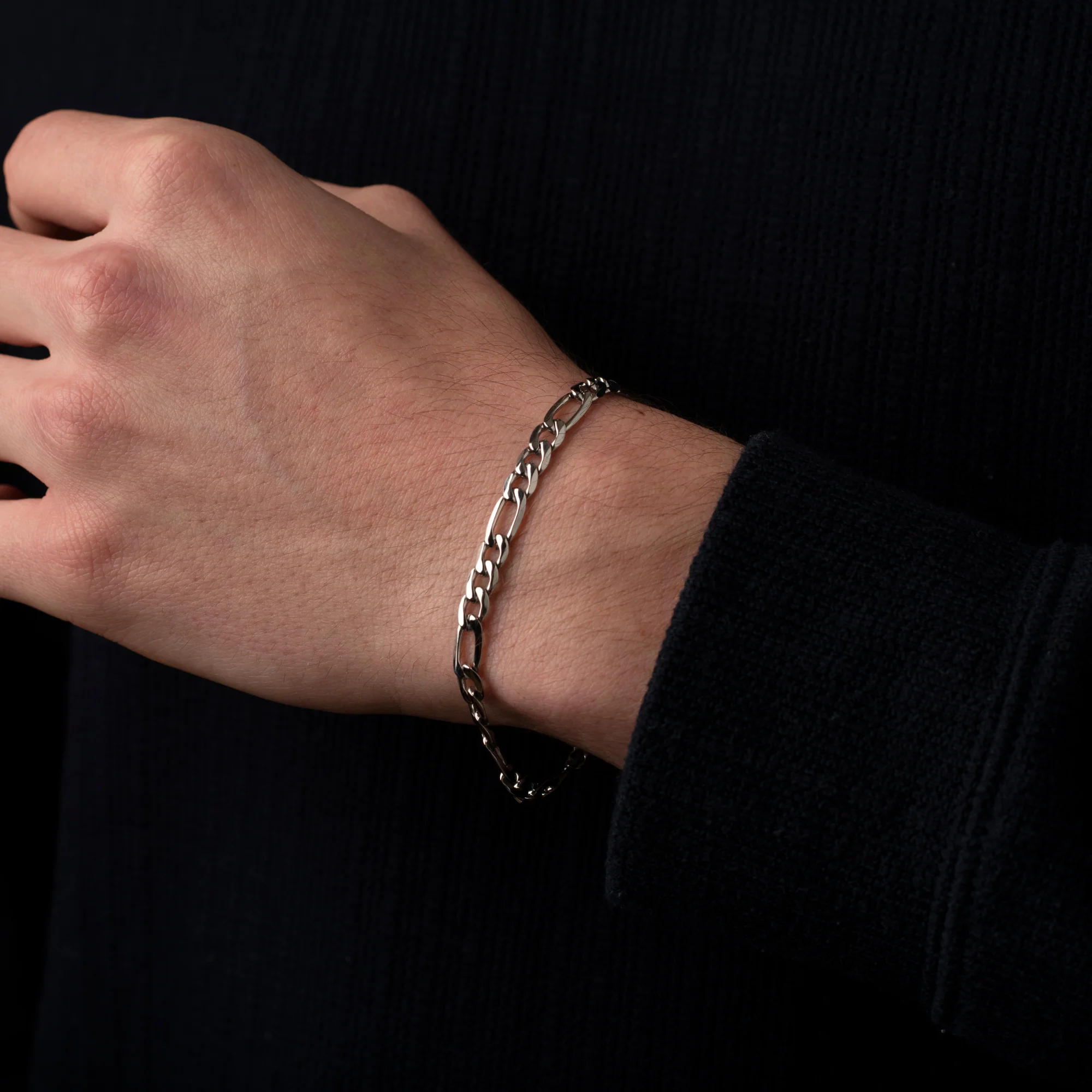 Silver Figaro Chain Bracelet 5MM - Image 5