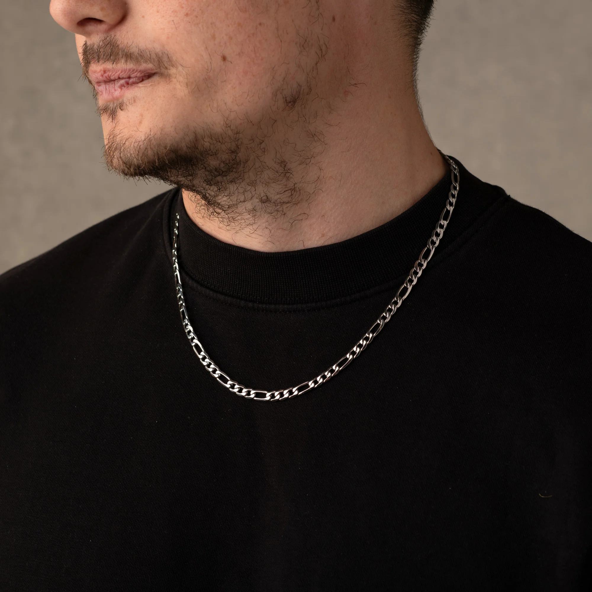 Silver Figaro Chain Necklace 5MM - Image 3