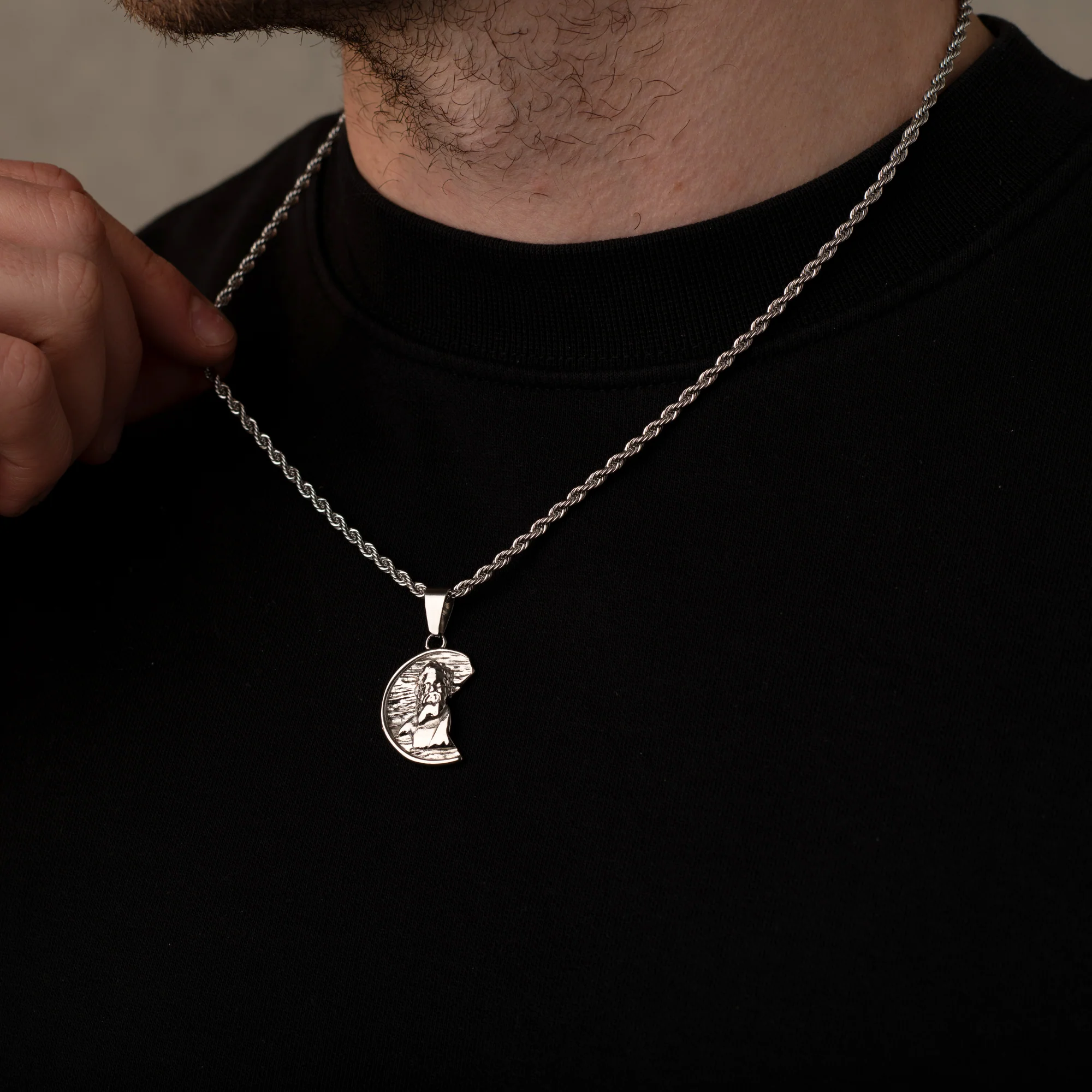 Silver Irregular Zeus Necklace Pendant - Image 3