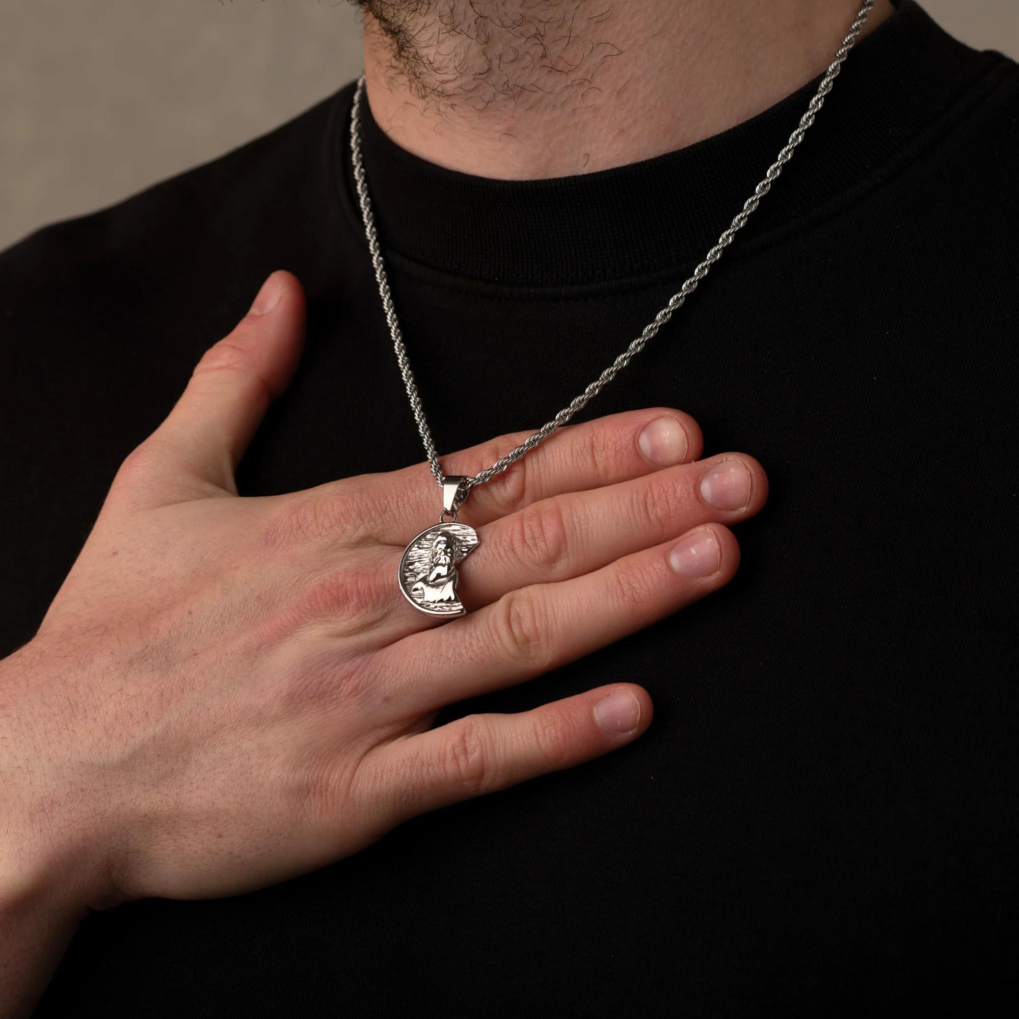 Silver Irregular Zeus Necklace Pendant - Image 4