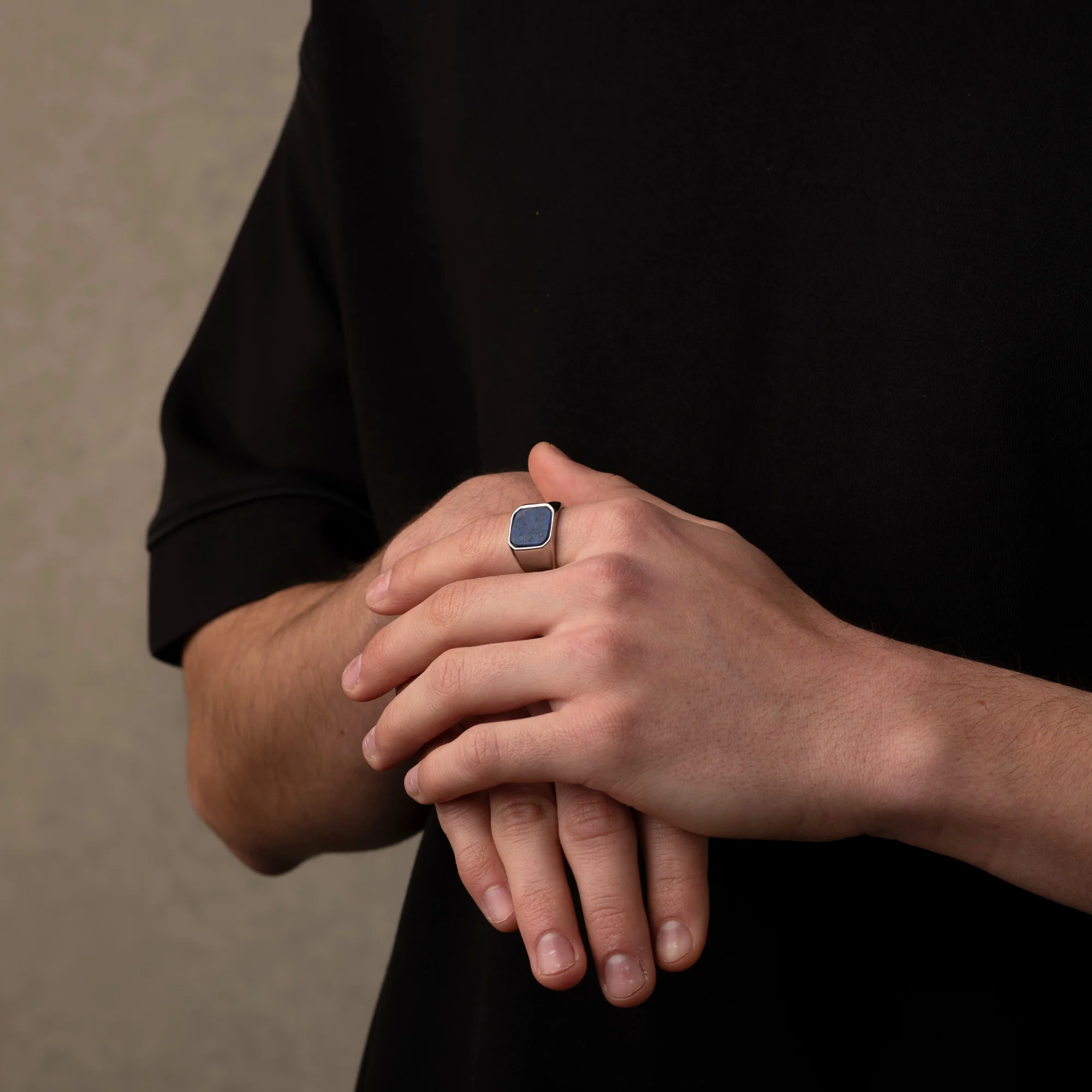 Silver Lapis Stone Signet Ring - Image 4