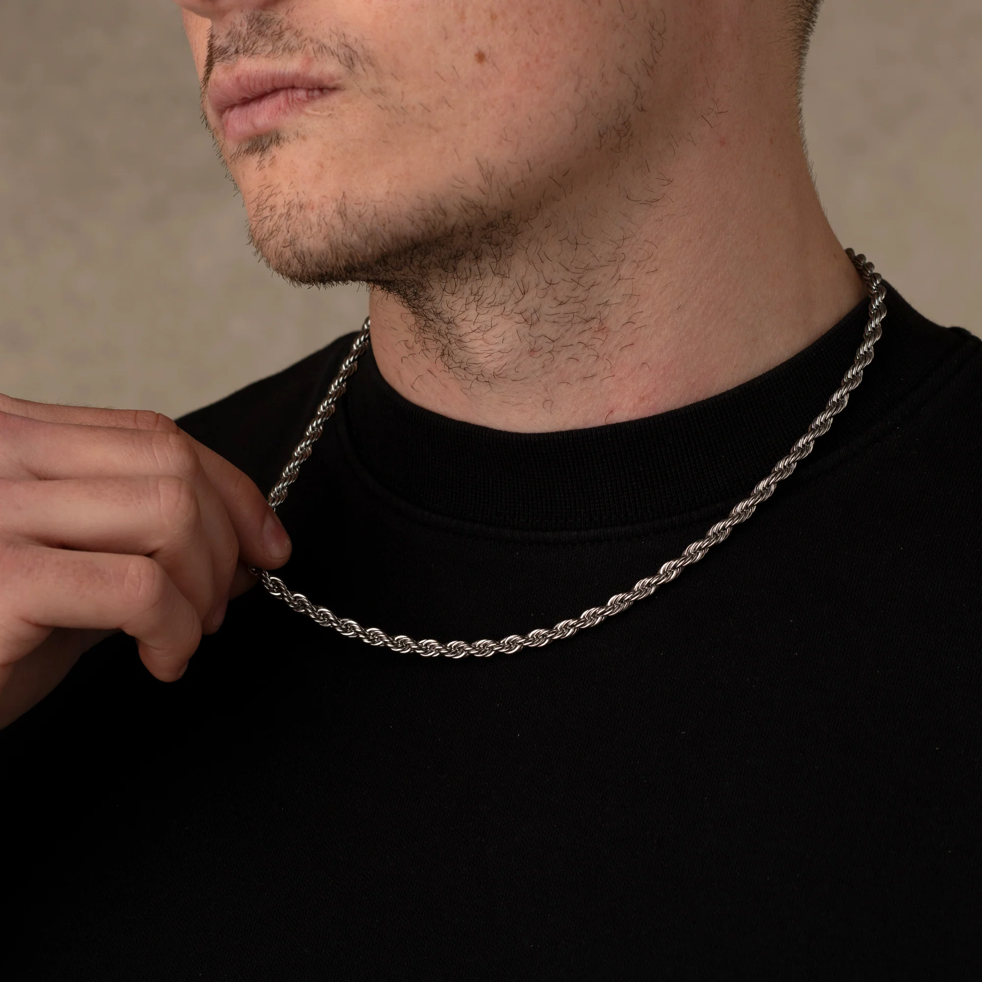 Silver Rope Chain Necklace 5MM - Image 4