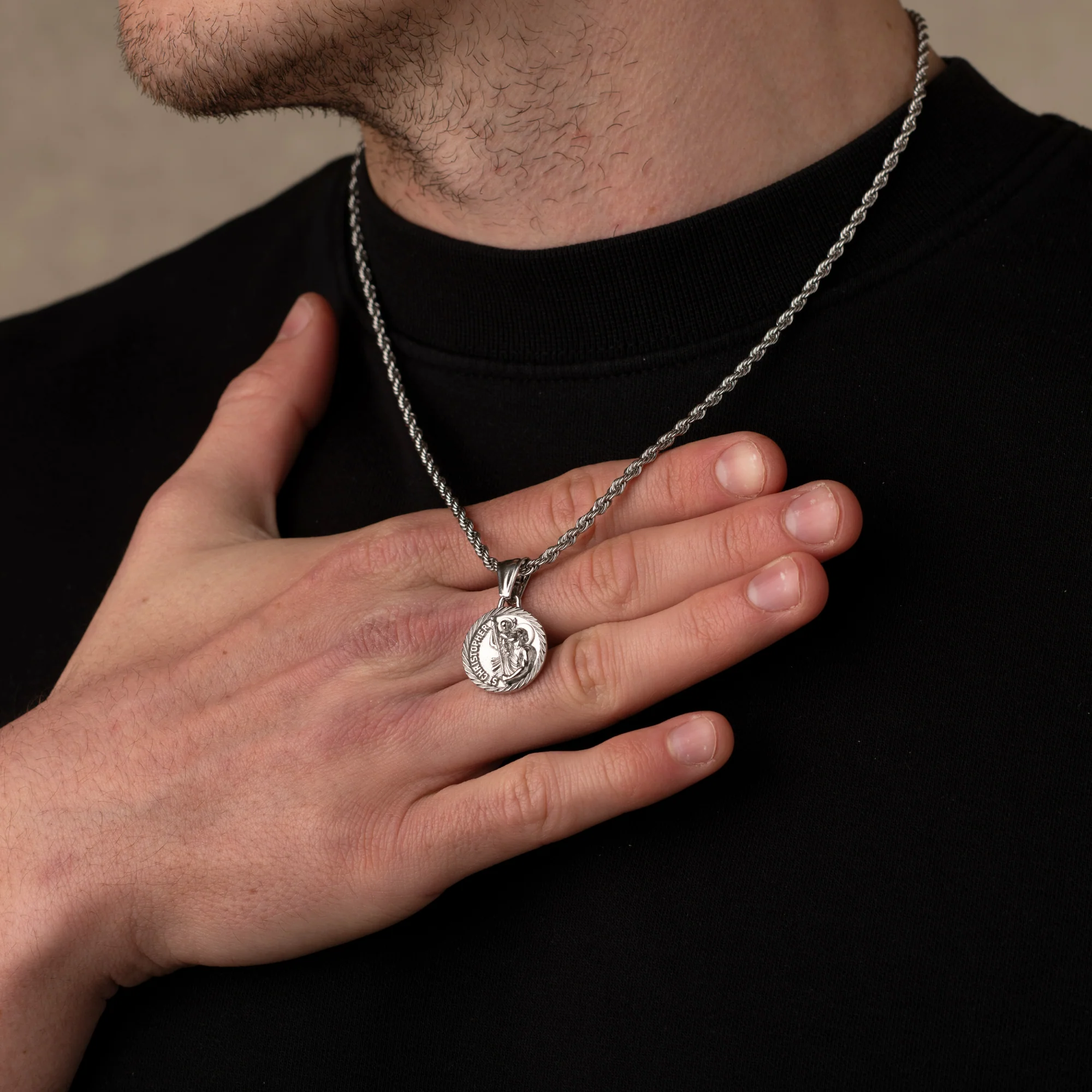 Silver St Christopher Necklace Pendant - Image 5