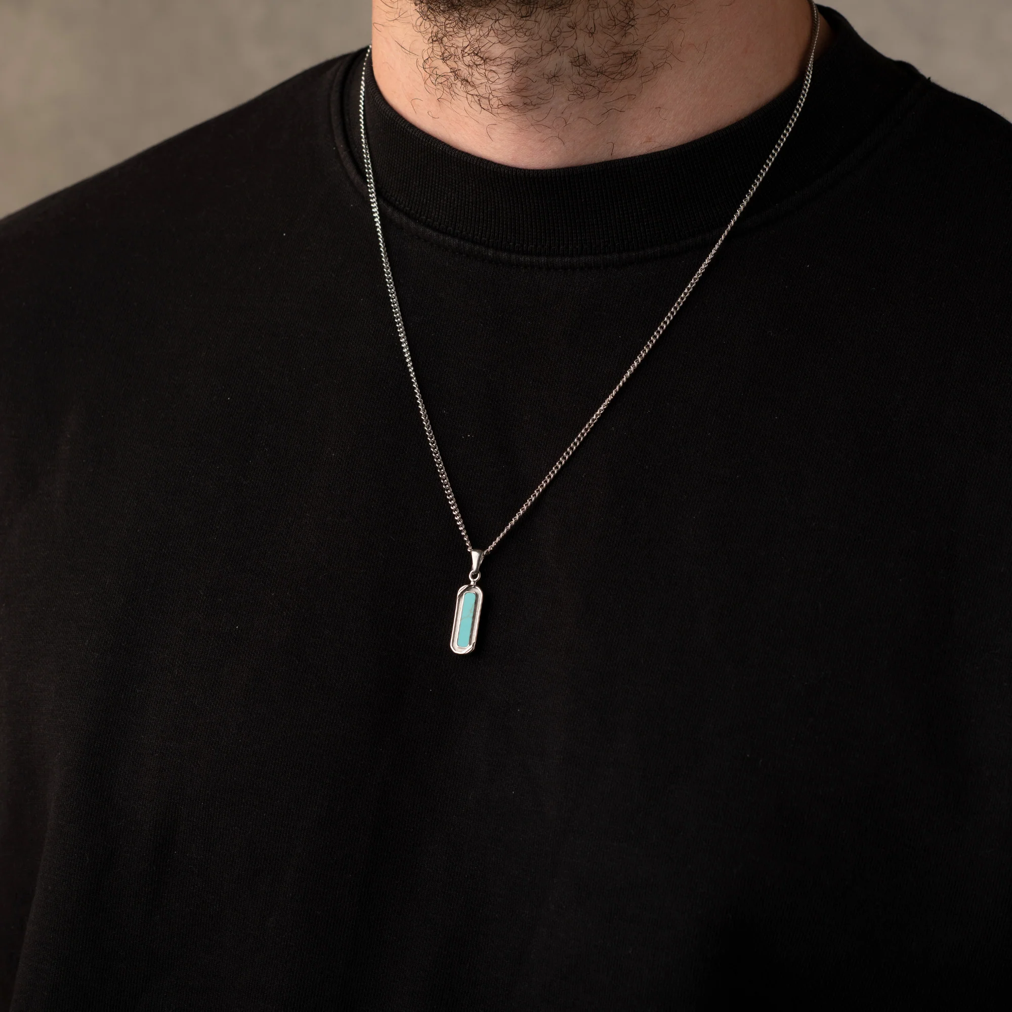 Silver Turquoise Stone Necklace Pendant - Image 3