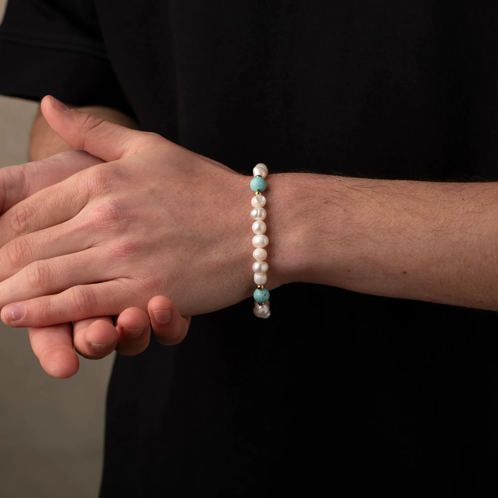 Turquoise Stone Pearls Bracelet - Image 3